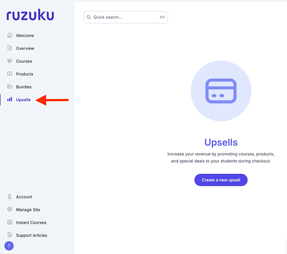 Course checkout upsell feature